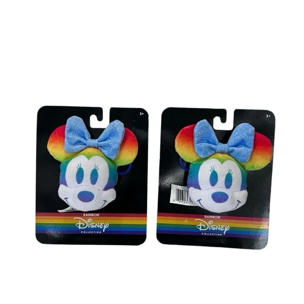 Disney Rainbow Pride Minnie Mouse Keychain Bag Clip Plush Keychain set of 2